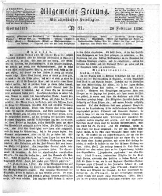 Allgemeine Zeitung Samstag 20. Februar 1836