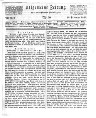 Allgemeine Zeitung Montag 29. Februar 1836