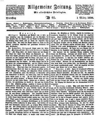 Allgemeine Zeitung Dienstag 1. März 1836