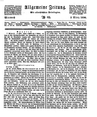 Allgemeine Zeitung Mittwoch 2. März 1836