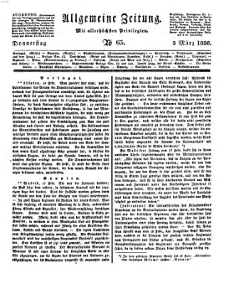 Allgemeine Zeitung Donnerstag 3. März 1836