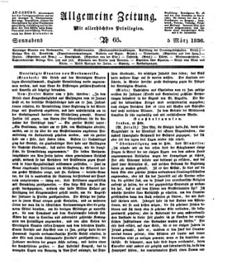Allgemeine Zeitung Samstag 5. März 1836