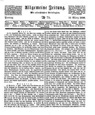 Allgemeine Zeitung Freitag 11. März 1836