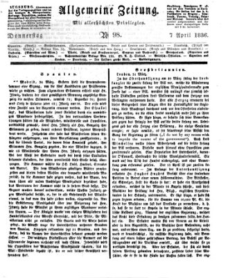 Allgemeine Zeitung Donnerstag 7. April 1836