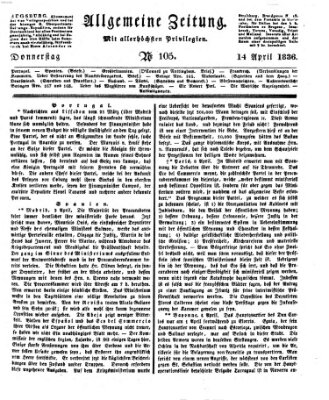 Allgemeine Zeitung Donnerstag 14. April 1836