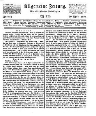 Allgemeine Zeitung Freitag 29. April 1836