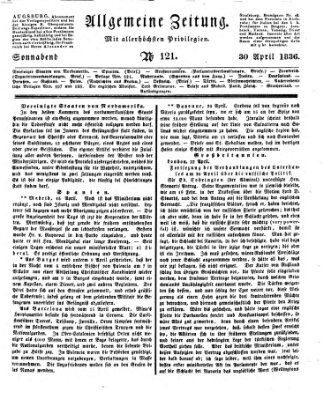 Allgemeine Zeitung Samstag 30. April 1836