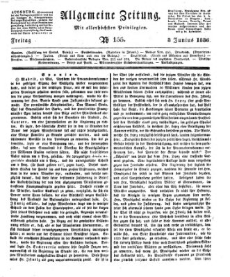 Allgemeine Zeitung Freitag 3. Juni 1836