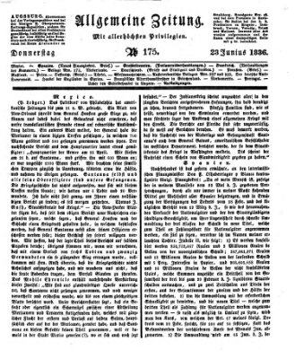 Allgemeine Zeitung Donnerstag 23. Juni 1836