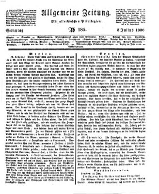 Allgemeine Zeitung Sonntag 3. Juli 1836