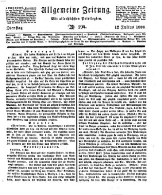 Allgemeine Zeitung Dienstag 12. Juli 1836