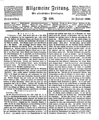 Allgemeine Zeitung Donnerstag 14. Juli 1836