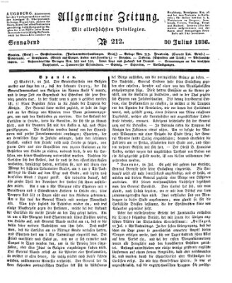 Allgemeine Zeitung Samstag 30. Juli 1836