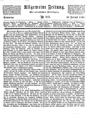 Allgemeine Zeitung Sonntag 31. Juli 1836