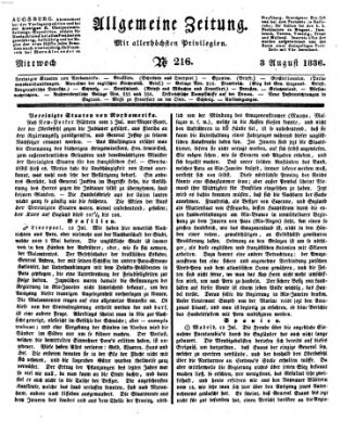 Allgemeine Zeitung Mittwoch 3. August 1836