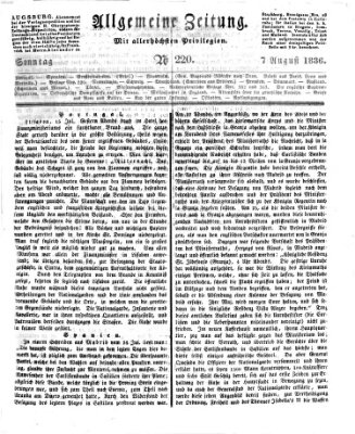 Allgemeine Zeitung Sonntag 7. August 1836