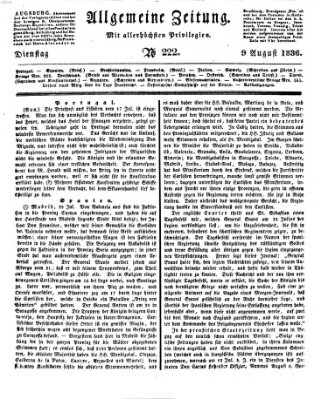 Allgemeine Zeitung Dienstag 9. August 1836