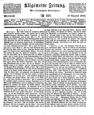 Allgemeine Zeitung Mittwoch 10. August 1836