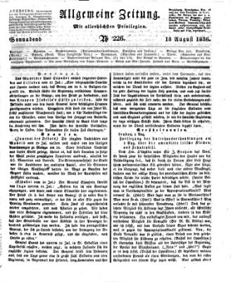 Allgemeine Zeitung Samstag 13. August 1836