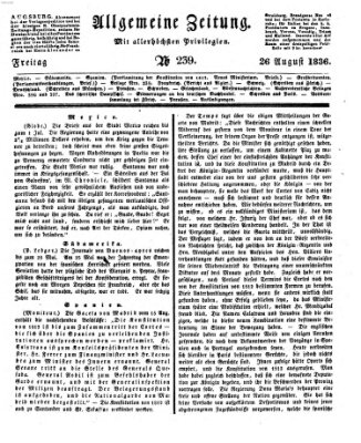 Allgemeine Zeitung Freitag 26. August 1836