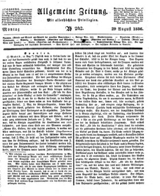 Allgemeine Zeitung Montag 29. August 1836