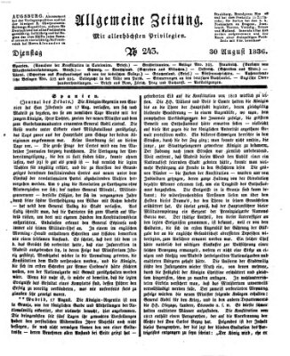 Allgemeine Zeitung Dienstag 30. August 1836