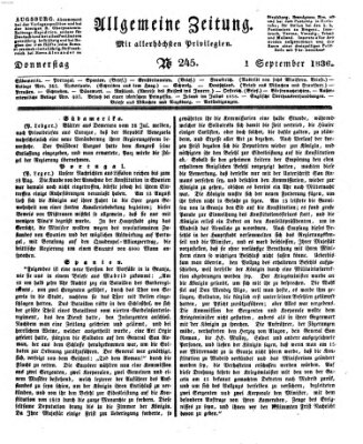 Allgemeine Zeitung Donnerstag 1. September 1836