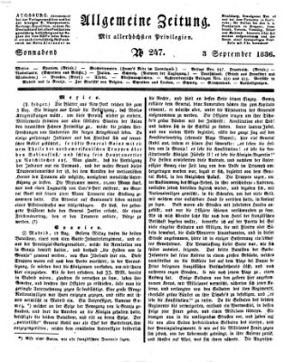 Allgemeine Zeitung Samstag 3. September 1836