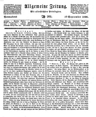 Allgemeine Zeitung Samstag 17. September 1836