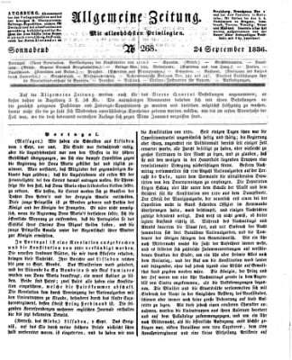 Allgemeine Zeitung Samstag 24. September 1836