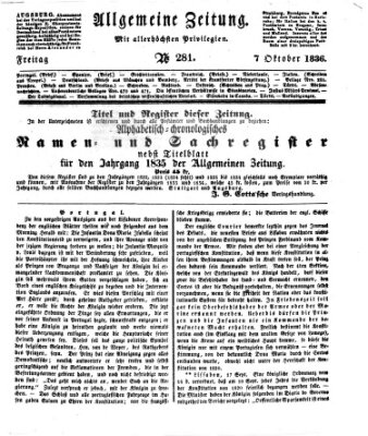 Allgemeine Zeitung Freitag 7. Oktober 1836