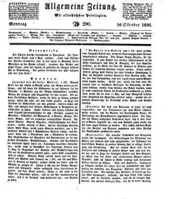 Allgemeine Zeitung Sonntag 16. Oktober 1836