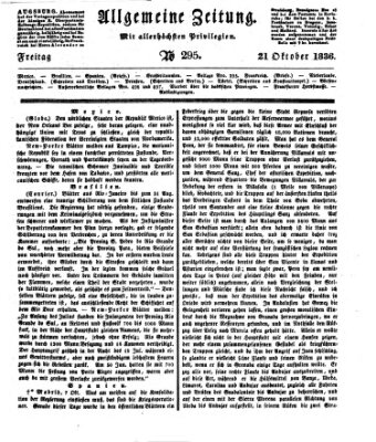 Allgemeine Zeitung Freitag 21. Oktober 1836