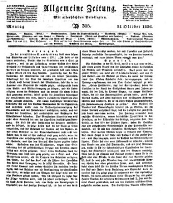 Allgemeine Zeitung Montag 31. Oktober 1836