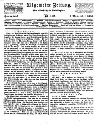 Allgemeine Zeitung Samstag 5. November 1836