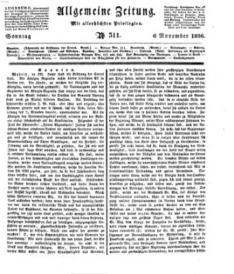 Allgemeine Zeitung Sonntag 6. November 1836