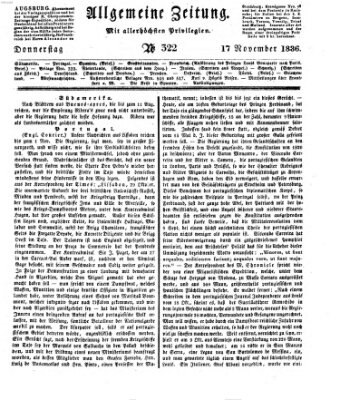 Allgemeine Zeitung Donnerstag 17. November 1836