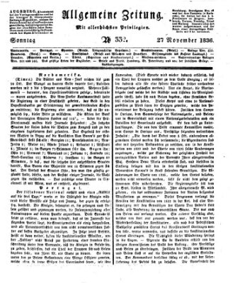 Allgemeine Zeitung Sonntag 27. November 1836