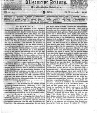 Allgemeine Zeitung Montag 28. November 1836