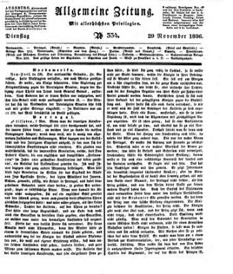 Allgemeine Zeitung Dienstag 29. November 1836