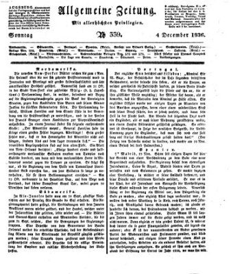 Allgemeine Zeitung Sonntag 4. Dezember 1836