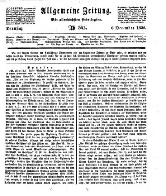 Allgemeine Zeitung Dienstag 6. Dezember 1836