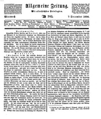 Allgemeine Zeitung Mittwoch 7. Dezember 1836