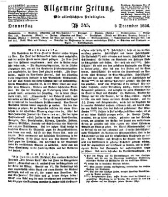 Allgemeine Zeitung Donnerstag 8. Dezember 1836