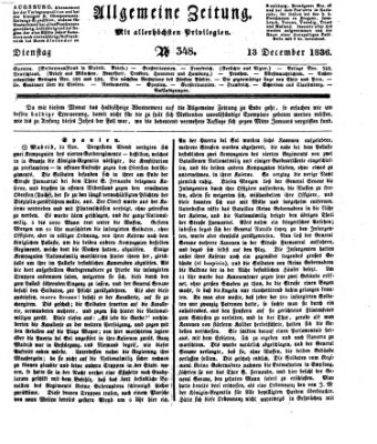 Allgemeine Zeitung Dienstag 13. Dezember 1836