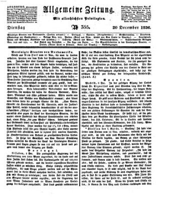 Allgemeine Zeitung Dienstag 20. Dezember 1836