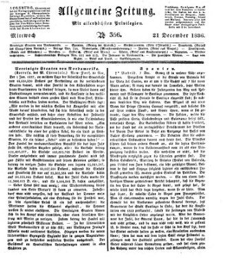 Allgemeine Zeitung Mittwoch 21. Dezember 1836