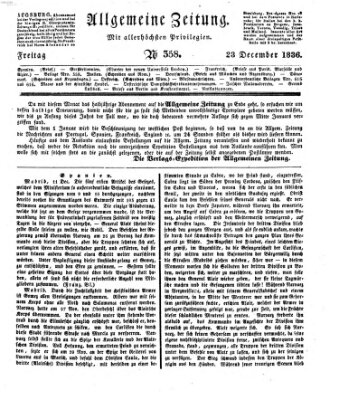 Allgemeine Zeitung Freitag 23. Dezember 1836