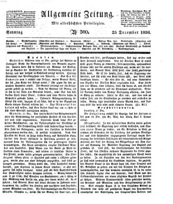 Allgemeine Zeitung Sonntag 25. Dezember 1836