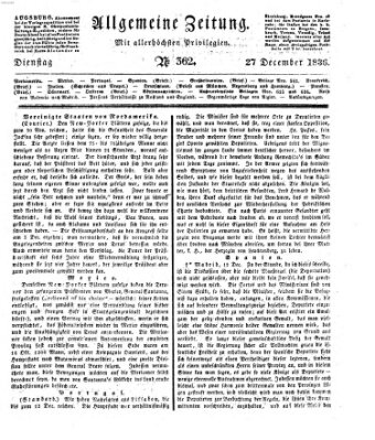Allgemeine Zeitung Dienstag 27. Dezember 1836